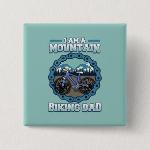 Badge Carré 5 Cm Cycliste Papa Vélo de montagne Fête des Pères