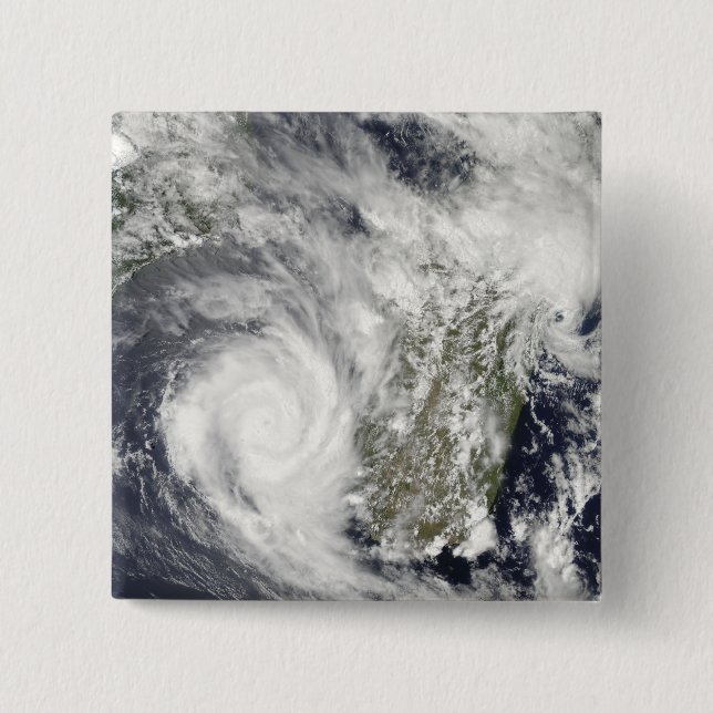 Badge Carré 5 Cm Cyclones tropicaux Eric et Fanele 2 (Devant)