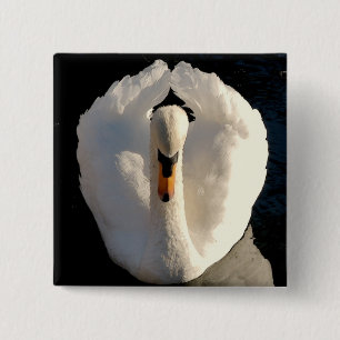 Badge Carré 5 Cm Cygne