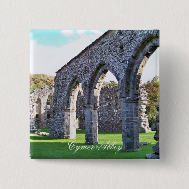 BADGE CARRÉ 5 CM CYMER ABBEY WALES (Devant)