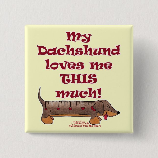 Badge Carré 5 Cm Dachshund Love Meter (Devant)