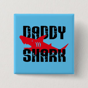 Badge Carré 5 Cm Daddy Shark Worn Graphic
