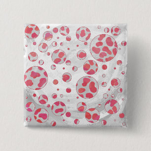 Badge Carré 5 Cm Dalmatie rose et blanc avec monogramme