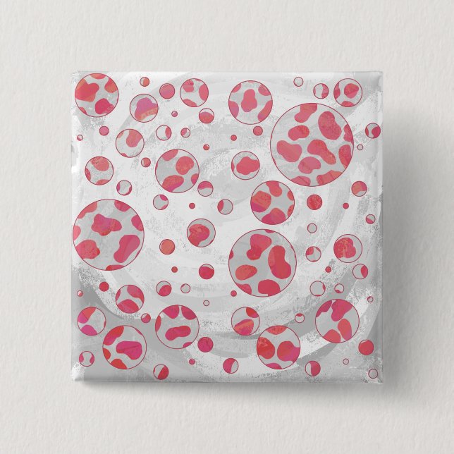 Badge Carré 5 Cm Dalmatie rose et blanc avec monogramme (Devant)