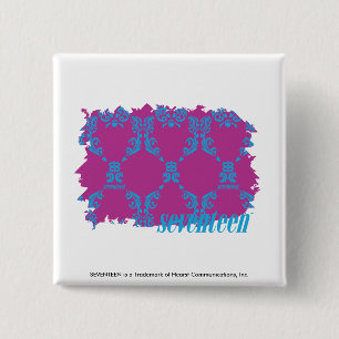 Badge Carré 5 Cm Damassé 2 Aqua-Pourpres