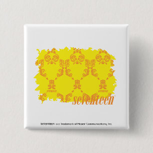 Badge Carré 5 Cm Damassé 2 jaune-orange