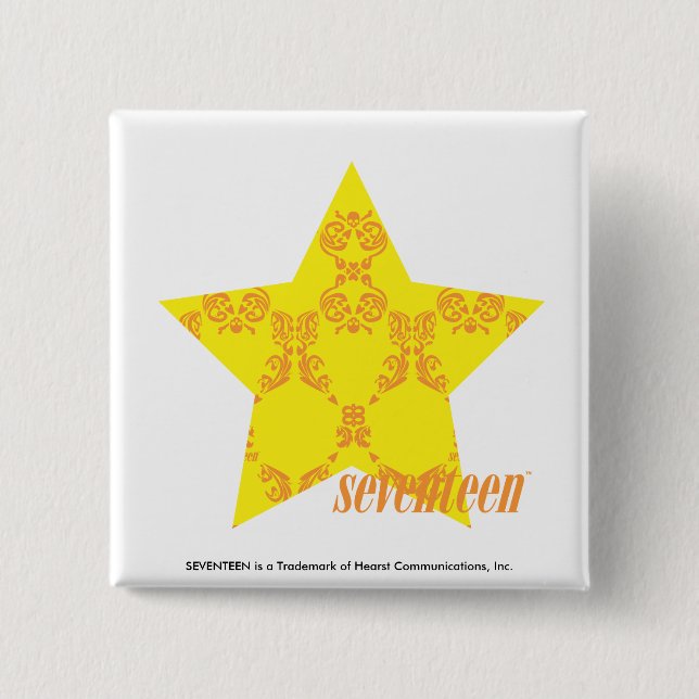 Badge Carré 5 Cm Damassé 3 jaune-orange (Devant)