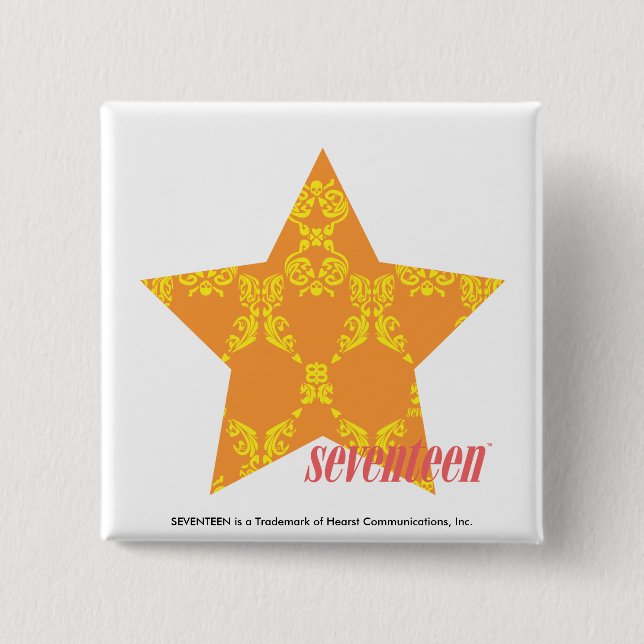 Badge Carré 5 Cm Damassé 3 jaune-orange (Devant)