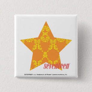 Badge Carré 5 Cm Damassé 3 jaune-orange