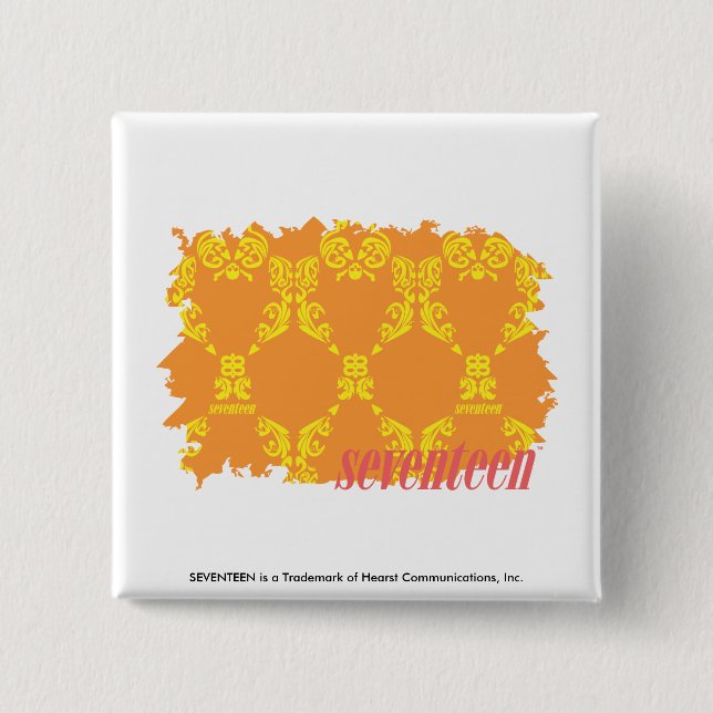 Badge Carré 5 Cm Damassé 4 jaune-orange (Devant)