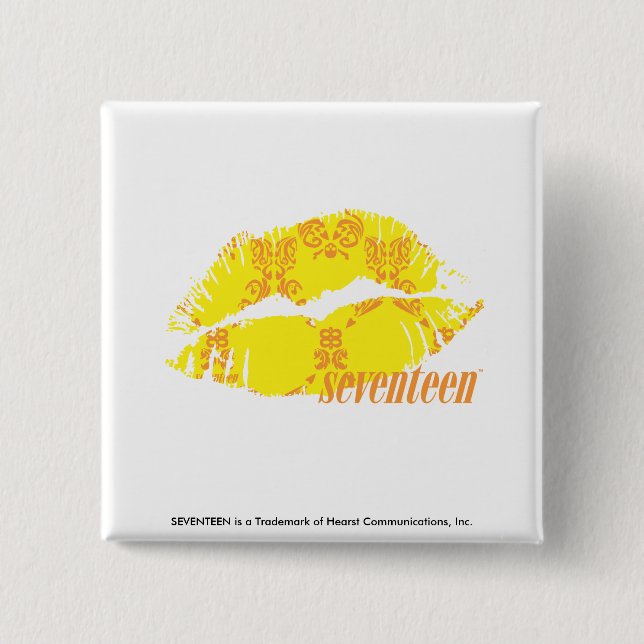 Badge Carré 5 Cm Damassé jaune-orange (Devant)