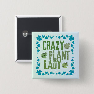 Badge Carré 5 Cm Dame Plante folle