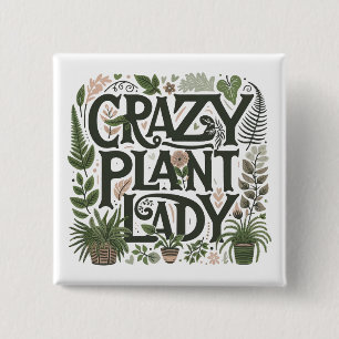 Badge Carré 5 Cm Dame Plante folle