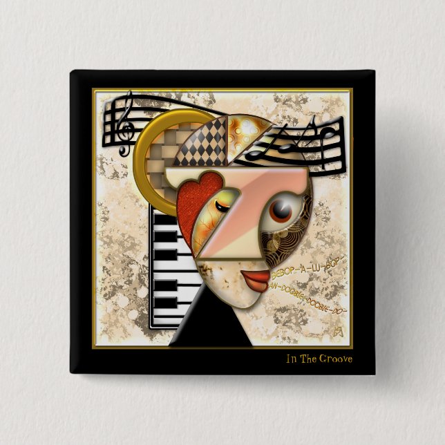 Badge Carré 5 Cm Dans la cannelure (Pin) (Devant)