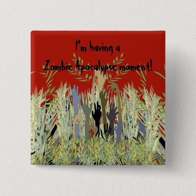 Badge Carré 5 Cm Dans un jardin de zombi (Devant)
