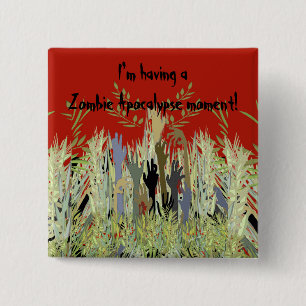 Badge Carré 5 Cm Dans un jardin de zombi
