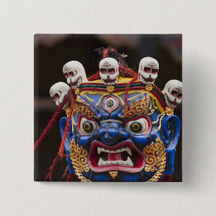 Badge Carré 5 Cm Danses de masques au Festival Tshechu 2