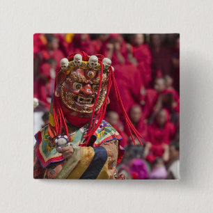 Badge Carré 5 Cm Danses de masques au Festival Tshechu 3