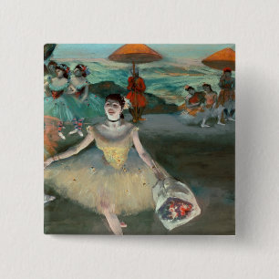 Badge Carré 5 Cm Danseur d'Edgar Degas   avec le bouquet, faisant
