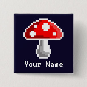 Badge Carré 5 Cm Dark Pixel Mushroom Name Button