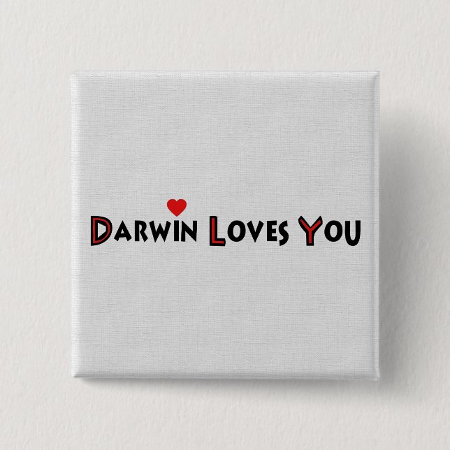Badge Carré 5 Cm Darwin vous aime (Devant)
