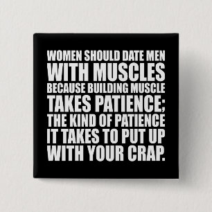 Badge Carré 5 Cm Date Men With Muscles - Funky Bodybuilding