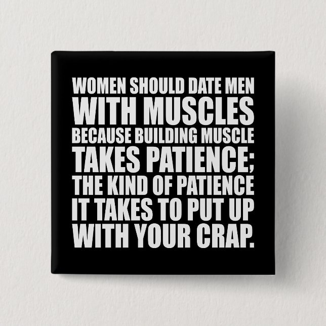 Badge Carré 5 Cm Date Men With Muscles - Funky Bodybuilding (Devant)