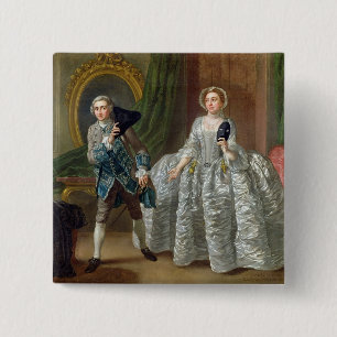 Badge Carré 5 Cm David Garrick et Mme Pritchard dans 'le méfiant
