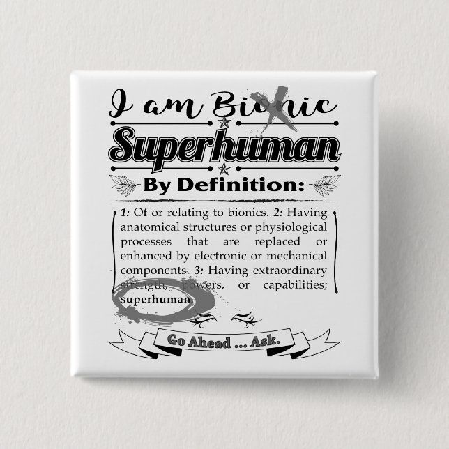 Badge Carré 5 Cm Déclaration bionique (Devant)