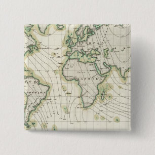 Badge Carré 5 Cm Déclinaison magnétique du monde