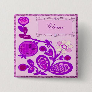 Badge Carré 5 Cm Déco Fleurs Nommées
