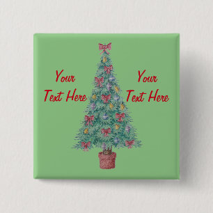 Badge Carré 5 Cm decorated christmas tree contempory festive 