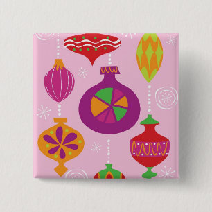 Badge Carré 5 Cm Décoration nombreuse de Noël illustrée dans le