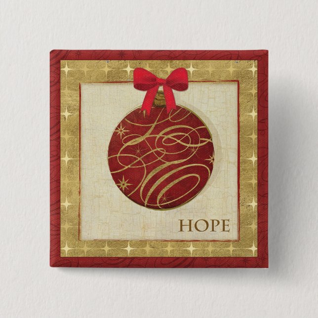 Badge Carré 5 Cm Décorations rouges de Noël (Devant)