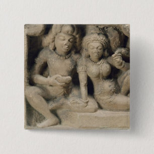 Badge Carré 5 Cm Découpage en pierre des amants appréciant un