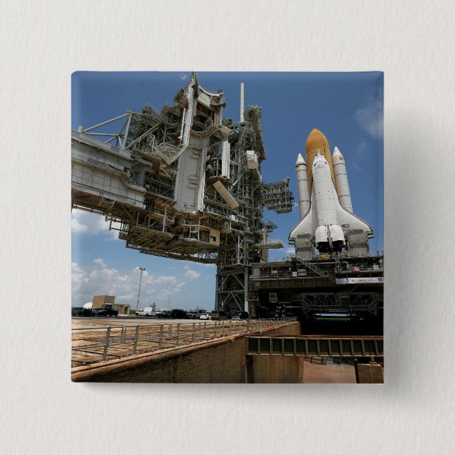 Badge Carré 5 Cm Découverte de la navette spatiale (Devant)
