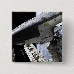 Badge Carré 5 Cm Découverte de navette spatiale accouplée