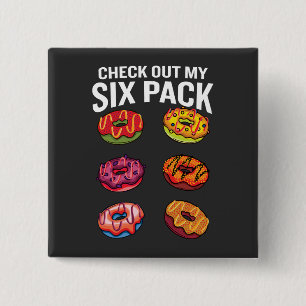 Badge Carré 5 Cm Découvrez Mon Pack Six Funny Donut Fitness