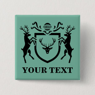 Badge Carré 5 Cm Deer Blazon héraldique sur mesure