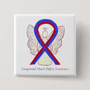Badge Carré 5 Cm Déficience cardiaque congénitale Sensibilisation a