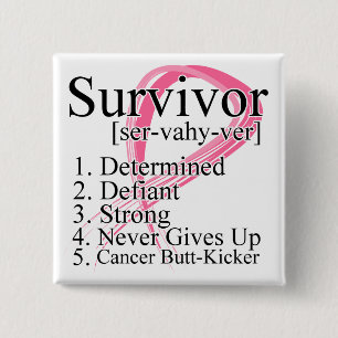 Badge Carré 5 Cm Définition de survivant - cancer du sein