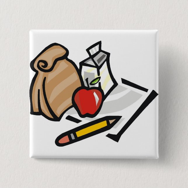 Badge Carré 5 Cm Déjeuner scolaire (Devant)