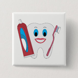 Badge Carré 5 Cm Dent Heureuse