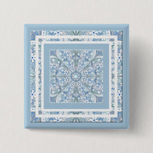 Badge Carré 5 Cm Dentelle en céramique bleu clair