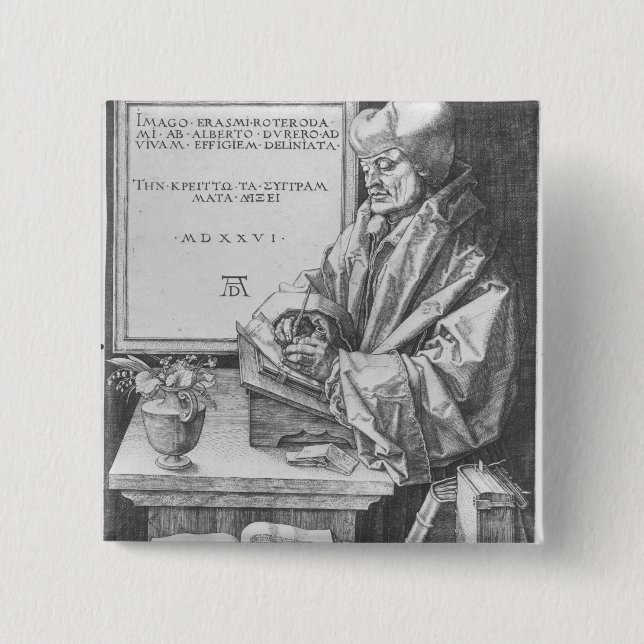 Badge Carré 5 Cm Desiderius Erasmus de Rotterdam, 1526 (Devant)
