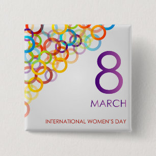 Badge Carré 5 Cm Design coloré pour la journée des femmes