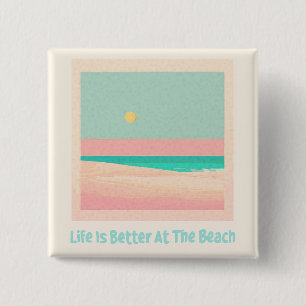 Badge Carré 5 Cm Design de plage