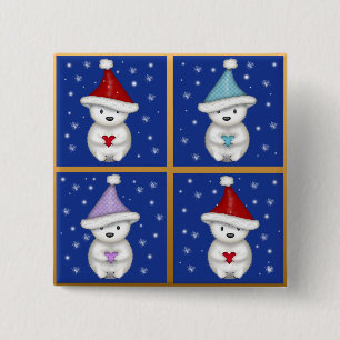 Badge Carré 5 Cm Design d'ours polaires mignons
