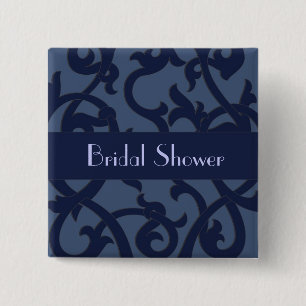 Badge Carré 5 Cm Design du Vieux-Monde en bleu