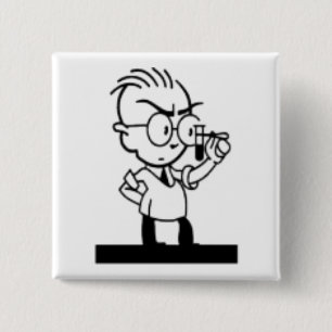 Badge Carré 5 Cm Dessin animé vintage rétro science chimiste bande 